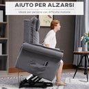 Poltrona Alzapersona Elettrica Massaggiante 86x95x106 cm in Tessuto Grigio