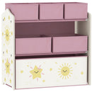 Scaffale Portagiochi 63x30x66 cm a 3 Livelli 6 Cesti in Tessuto Non Tessuto Rosa      