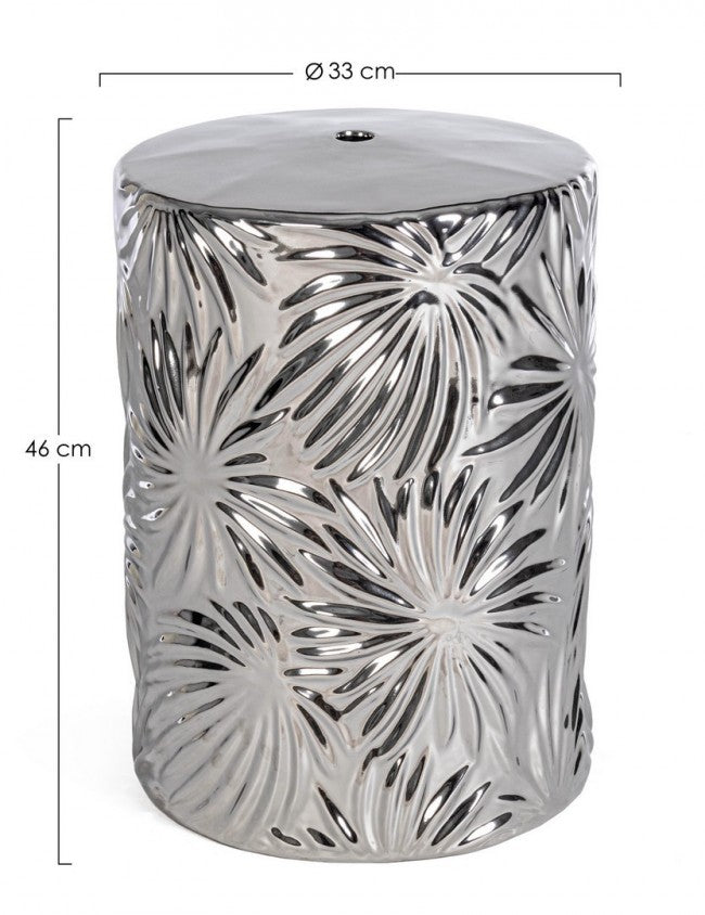 Sgabello Sfinge Leaf Argento in Ceramica