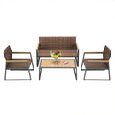 Set Salotto da Giardino Tavolino 2 Poltrone e Divano in Polyrattan Marrone   