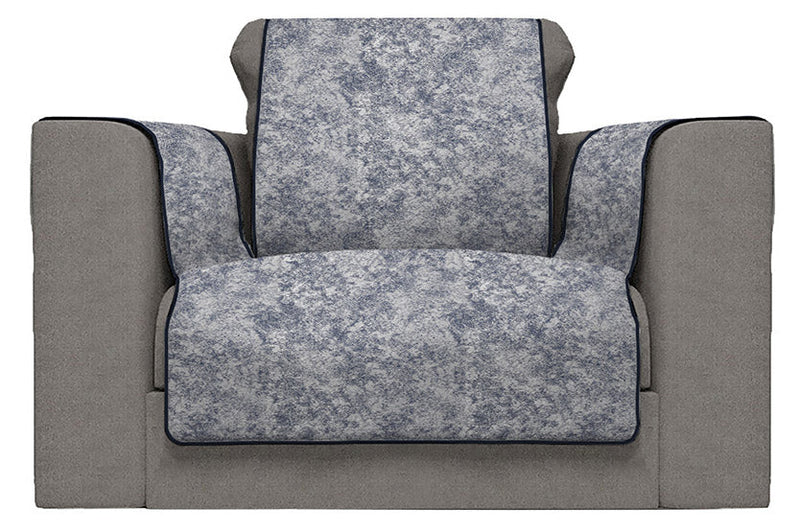 Copridivano con Copri Braccioli in Poliestere e Cotone Blu Scuro Varie Misure