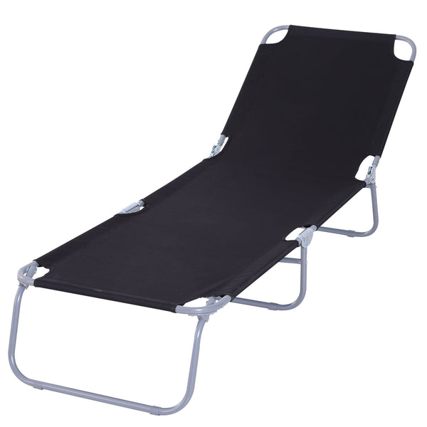 sconto Klappbare Garten-Sonnenliege 180 x 55 x 24 cm aus Metall und schwarzem Oxford-Stoff