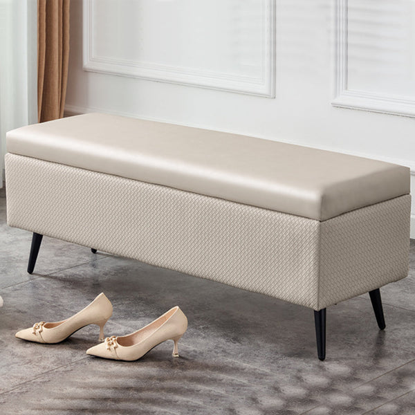 prezzo Cassapanca Contenitore Beige in Ecopelle Divano Piedini in Metallo 80x40x45cm