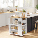 Carrello da Cucina Piano in Legno Isola Multiuso con Portaspezie e Portasciugamani 86,5x47x88 cm in Legno Bianco  