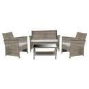 Set da Giardino Divano 2 Poltrone e Tavolino in Polyrattan Detroit Melange Grigio