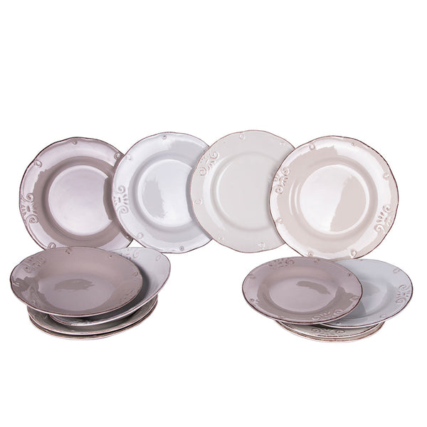 Tafelservice aus Steinzeug 12-teilig Villa d'Este Home Tivoli Duchess Vanilla online