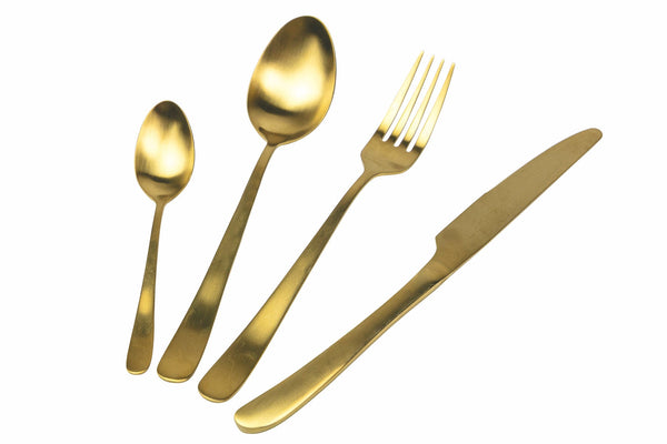 online Villa d'Este Home Tivoli Rundbesteckservice 24-teilig aus mattgoldenem Stahl