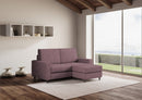 Divano 2 Posti con Pouf 148x155x85 cm Sakar in Tessuto Prugna