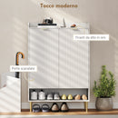 Scarpiera Salvaspazio per 24 Paia di Scarpe con 2 Ante 3 Ripiani Estraibili e Mensola Inferiore Bianco      