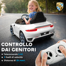 Macchina per Bambini 3-5 Anni con Licenza Ufficiale RUF GT Telecomando Cintura di Sicurezza e Musica Bianco      