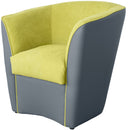 Poltroncina a Pozzetto 70x67x76 cm in Tessuto e Similpelle Grigio e Verde