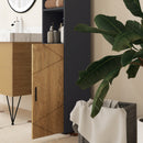 Mobile a Colonna Bagno 30x30x183 cm con 2 Ripiani Aperti e 2 Armadietti a 2 Livelli in Truciolato Rovere      