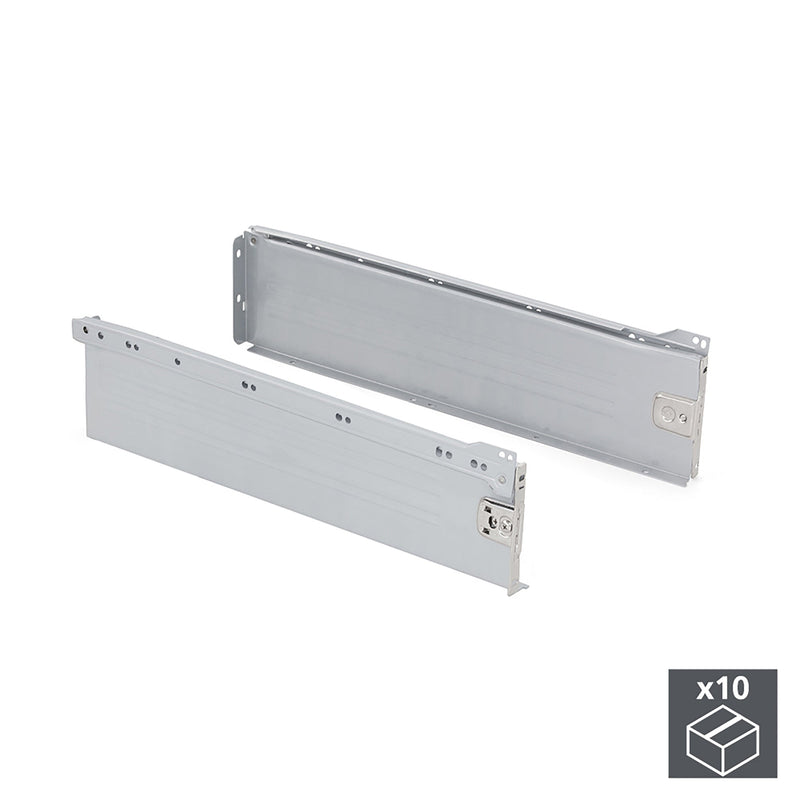 Kit Cassetto per Cucina Ultrabox H150 mm P 400 mm Acciaio Grigio Metallizzato 10 Pezzi Emuca