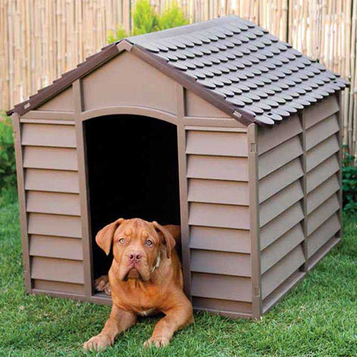 sconto Zwinger für mittelgroße Hunde aus abnehmbarem Harz 86 x 84 x 82 cm Beige/Braun 