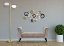 Panchetta Paris 120x40x60 cm in Legno Spugna Metallo e Poliestere Grigio Nero e Oro