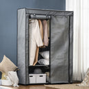 Armadio Guardaroba da Campeggio 118x49x170 cm 4 Ripiani Aperti e 2 Appendini in Tessuto non Tessuto Grigio