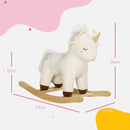 Cavallo a Dondolo per Bambini in Legno e Peluche Unicorno Bianco  