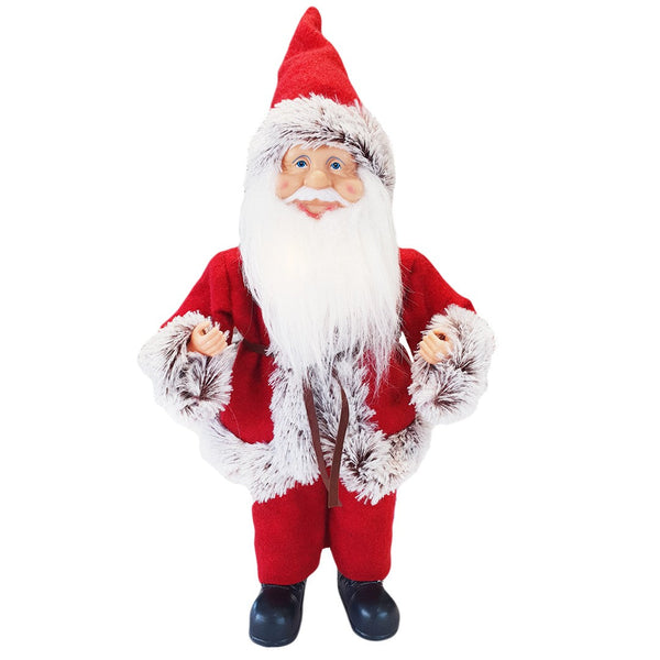 Weihnachtsmann-Puppe H40 cm mit roten und grauen Mini-Glühwürmchen online