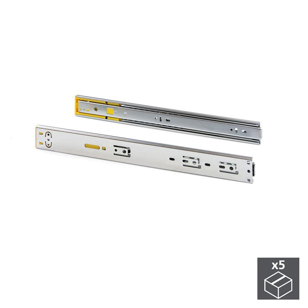 sconto Emuca Kit Führungen für kugelgelagerte Schubladen 45 x 600 mm Vollauszug verzinkt 5 Stück