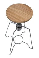 Sgabello Heintreck Ø39x55-70 cm Legno di Abete e in Ferro Grigio e Marrone