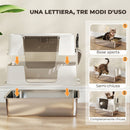 Lettiera per Gatti Chiusa XL con Coperchio Paletta Pareti Alte Doppio Ingresso in Acciaio Inox Grigio Chiaro      