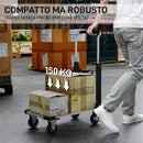 Carrello Portapacchi Pieghevole con Pedana Estensibile Capacità 150 kg in Metallo e Alluminio Argento      