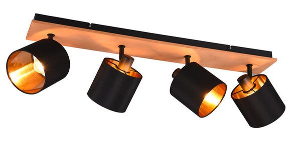 prezzo Plafoniera da Interno Attacco E14 in Metallo e Legno Nero e Oro