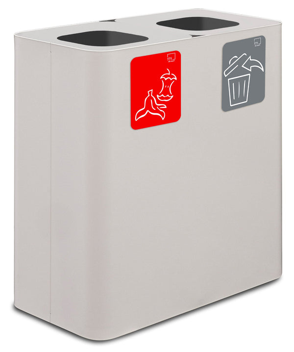prezzo Pattumiera Sistema di Raccolta Rifiuti 77x38xh80 cm In Acciaio Verniciato 2 Scomparti Bianco