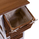 Cassettiera 4 Cassetti in Legno 35x27x85cm Atena Noce e Bianca
