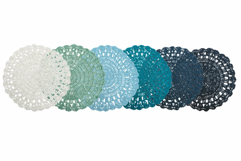 Set 6 Tovagliette Tonda Ø38 cm Villa d'Este Home Tivoli Uncinetto Ocean