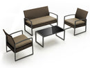 Set Salotto da Giardino in PVC Rattan Divano 2 Posti Tavolo e 2 Poltrone Taddei Monaco Beige