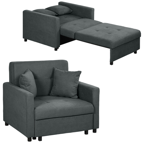 sconto Poltrona Letto Singolo  100x98x88 cm con Vano Contenitore in Tessuto Effetto Velluto Grigio