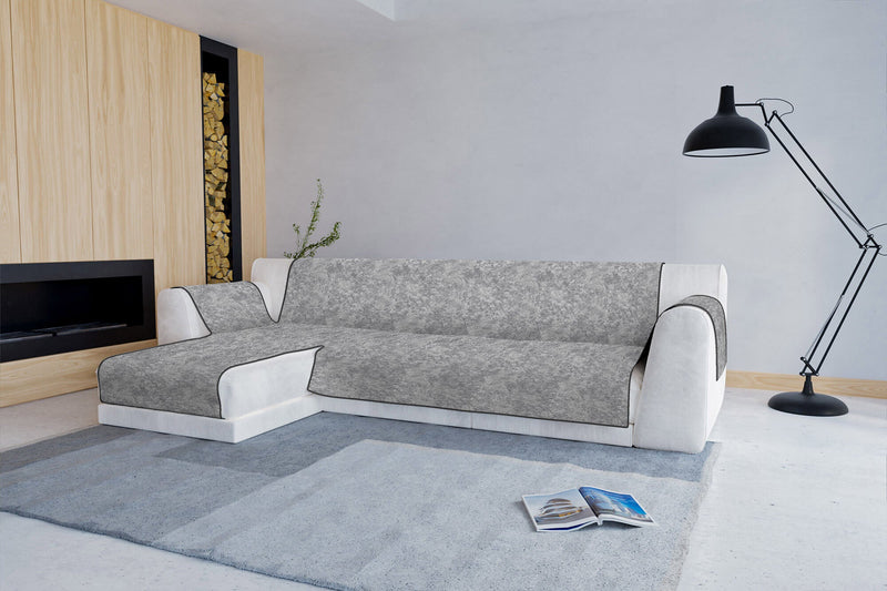 Copridivano con Penisola Sinistra in Poliestere e Cotone Grigio Scuro Varie Misure