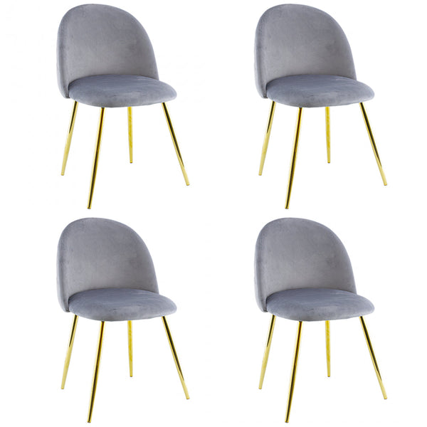 Set mit 4 Stühlen 50 x 45 x 80 cm aus samtigem Stoff mit graugoldenen Füßen acquista