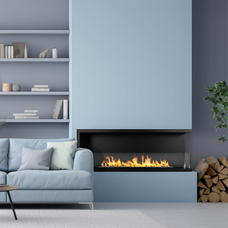 Camino a Bioetanolo da Incasso ad angolo 120x22,4x45 cm Sutri 120 DX Nero 