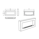 Camino a Bioetanolo da Parete 90x12x40 cm in Acciaio Inox Nero