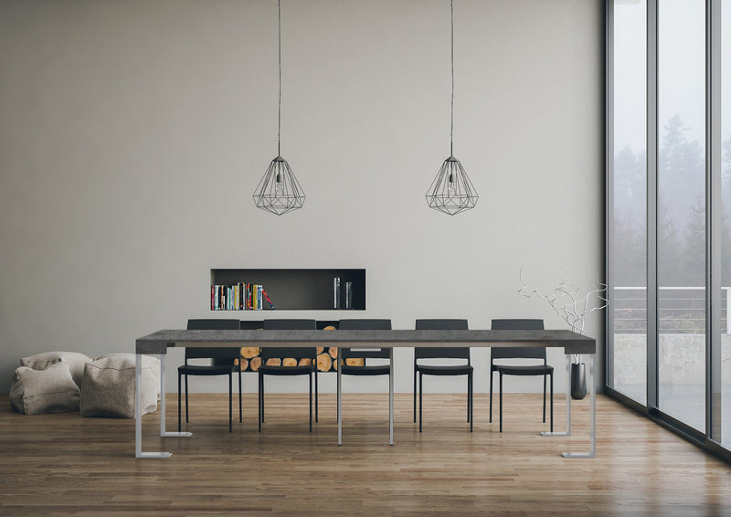 Consolle Allungabile 90-300x40x77 cm Tecno Noce telaio Bianco