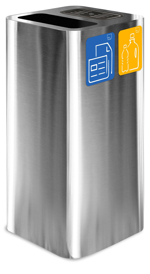 Pattumiera Per Raccolta Rifiuti 38x38xh80 cm In Acciaio Inox con Coperchio Basculante Argento online