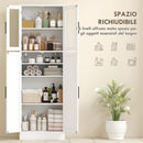 Mobile Bagno Alto 60x30x170 cm Ante Superiori in Vetro in MDF Bianco  