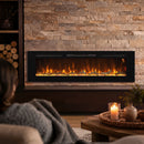 Camino Elettrico da Incasso o Parete 170x15,8x45 cm 1500 W con Timer 24 Ore Fiamma Regolabile e Cristalli      