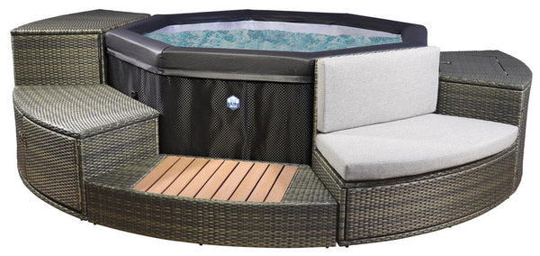 acquista Halbstarrer beheizter Outdoor-Whirlpool 4+2 Sitzplätze mit Möbeln Ø193x73 cm NetSpa Octopus Braun