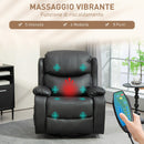 Poltrona Relax Reclinabile con 8 Punti Massaggianti 97x92x104 cm in Finta Pelle e Acciaio Nero
