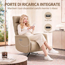 Poltrona Relax Elettrica Reclinabile a 160° 69,5x84x107,5 cm Girevole con Poggiapiedi e Presa USB in Pelle PU Marrone      