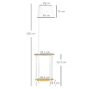 Lampada da Terra Ø37x162 cm con Tavolino a 2 Livelli in Acciaio e Bambù Bianco