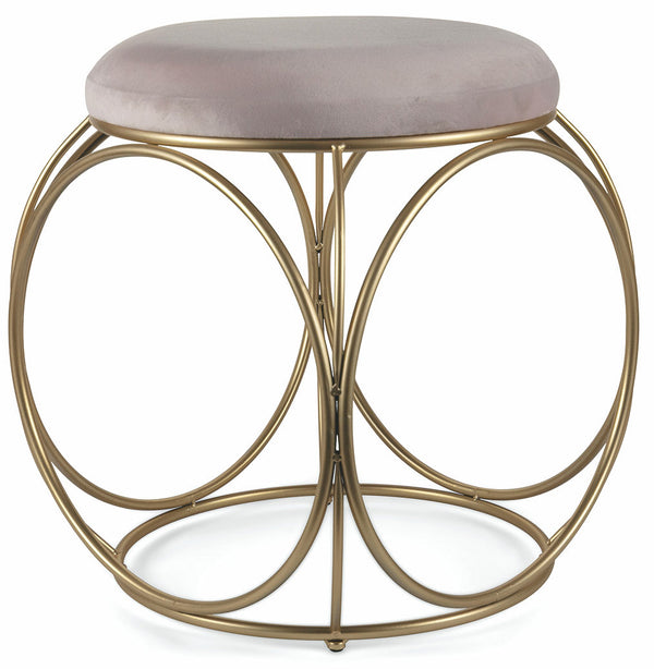 online Runder Hocker Ø40x46 cm aus Soriani-Samt in Eisen und Puderrosa