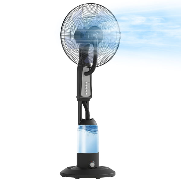 acquista Ventilatore Nebulizzatore Regolabile a 3 Velocità con Oscillazione 75° in Metallo e Plastica Nero