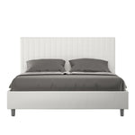 Letto Matrimoniale con Testata e Alzata Comoda Imbottito in Similpelle Sunny Bianco Varie Misure