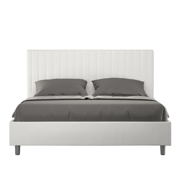 Letto Matrimoniale con Testata e Alzata Comoda Imbottito in Similpelle Sunny Bianco Varie Misure acquista