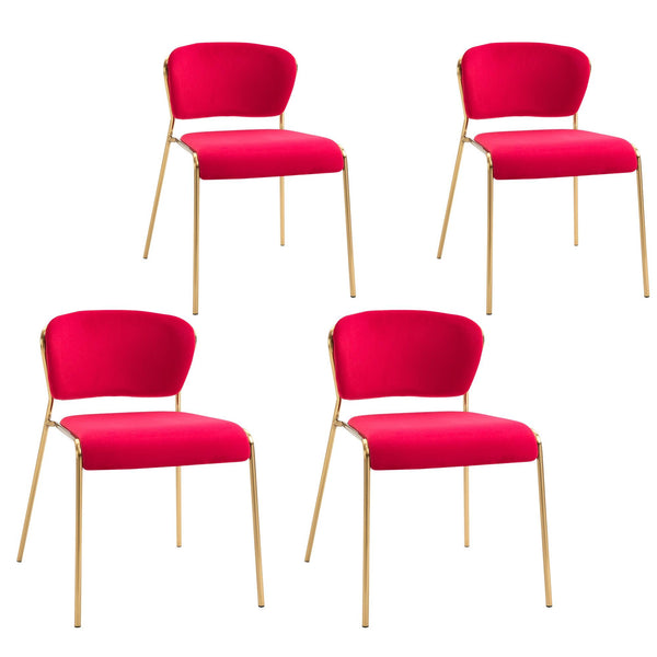 Set mit 4 Stühlen aus rotem Metall und Polyester acquista