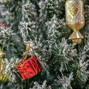 Albero di Natale Innevato Slim 180 cm 492 Rami Effetto Neve in PP e Acciaio Inox Verde  